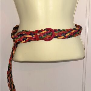 Vintage Multi Colored Woven Braided Leather Belt XXL